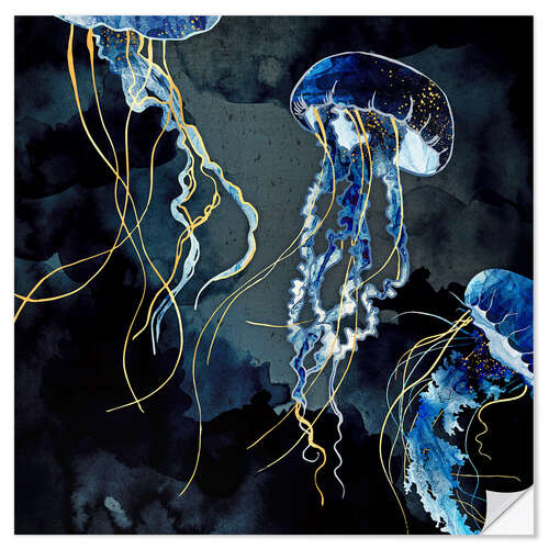 Wall sticker Jellyfish, Metallic Ocean III