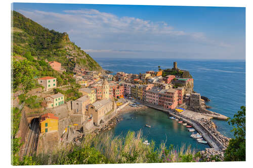 Stampa su vetro acrilico Evening sun in Vernazza, Cinque Terre