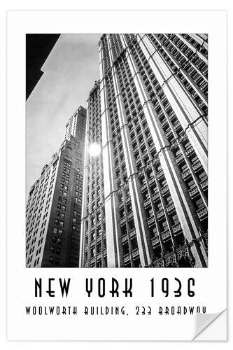 Självhäftande poster Historic New York - Woolworth Building, 233 Broadway, Manhattan