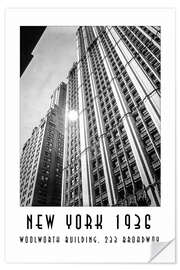 Selvklæbende plakat Historic New York - Woolworth Building, 233 Broadway, Manhattan