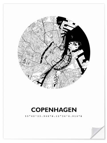 Selvklebende plakat City map of Copenhagen V