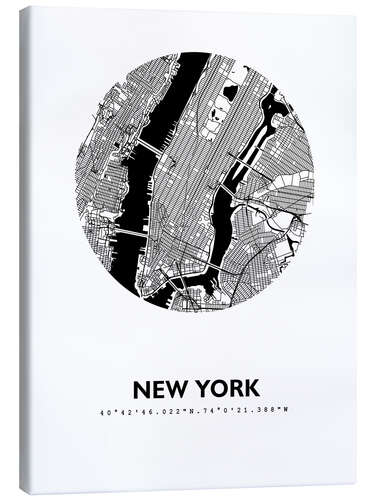 Leinwandbild Stadtplan von New York, Kreis