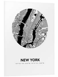 Stampa su PVC Mappa della città di New York, cerchio