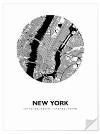 Naklejka na ścianę City map of New York, circle