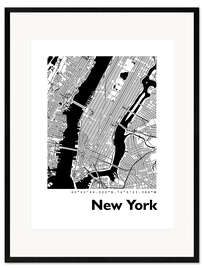 Stampa artistica con cornice Mappa della città di New York