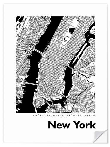 Sticker mural Plan de la ville de New York