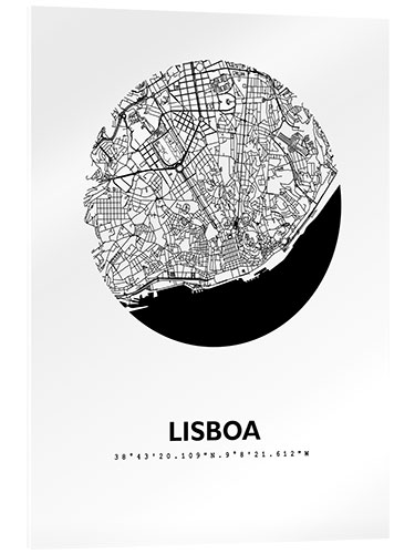 Cuadro de metacrilato Mapa de la ciudad de Lisboa