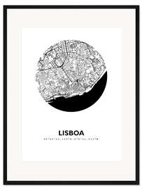 Gerahmter Kunstdruck Stadtplan von Lissabon