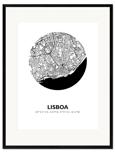 Kehystetty taidepainatus City map of Lisbon