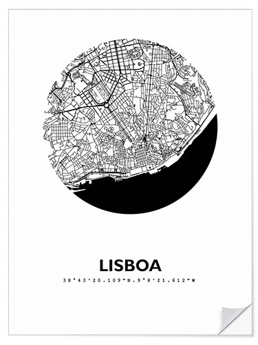 Selvklebende plakat City map of Lisbon