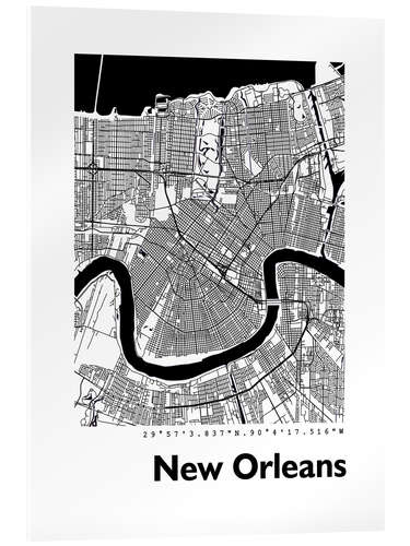 Acrylglas print City map of New Orleans