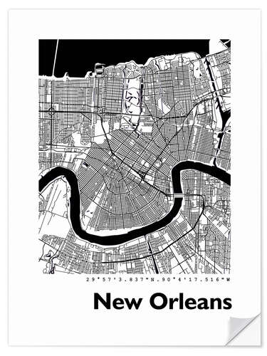 Vinilo para la pared Mapa de la ciudad de Nueva Orleans