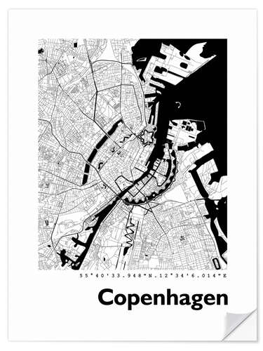 Naklejka na ścianę City map of Copenhagen IV