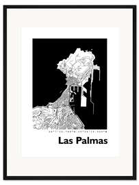 Gerahmter Kunstdruck Stadtplan von La Palmas