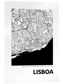 Acrylglasbild Stadtplan von Lissabon 