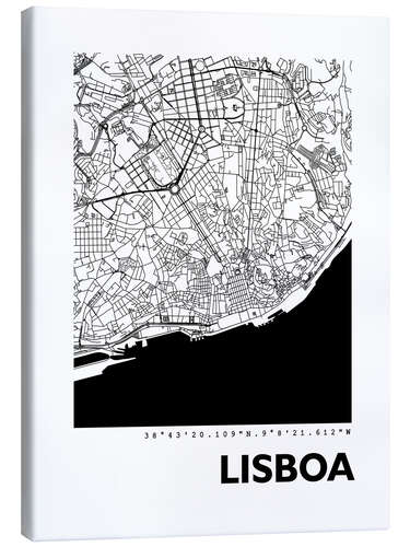 Canvas print City map of Lisbon