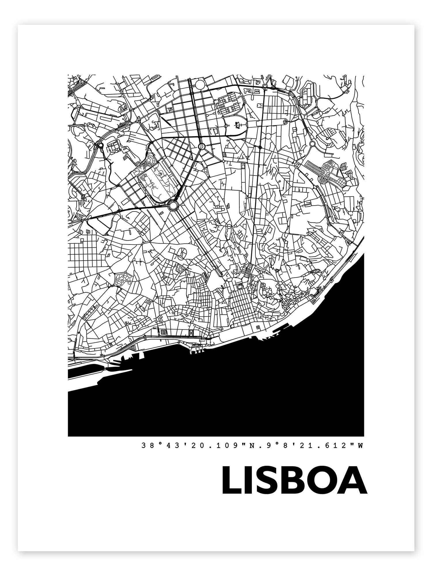 Posters & Quadros Mapas de Portugal em