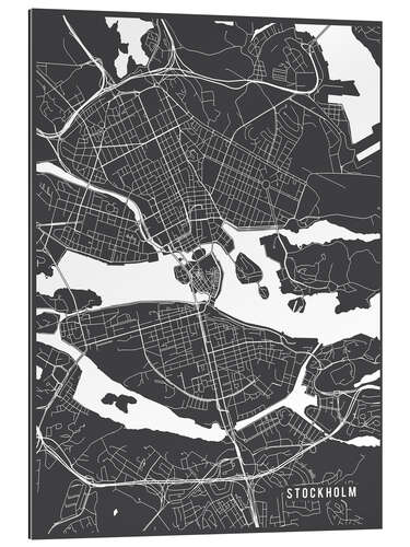 Quadro em plexi-alumínio Stockholm Sweden Map