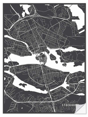 Självhäftande poster Stockholm Sweden Map