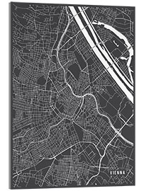 Akrylglastavla  Vienna Austria Map - Main Street Maps