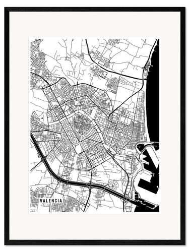 Framed art print Valencia Spain Map