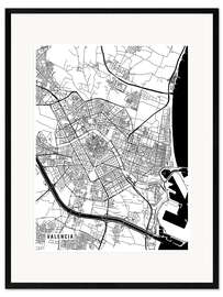 Plakat artystyczny premium w ramie Valencia Spain Map