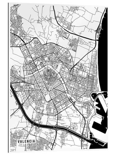 Quadro em plexi-alumínio Valencia Spain Map