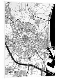 Quadro em plexi-alumínio Valencia Spain Map