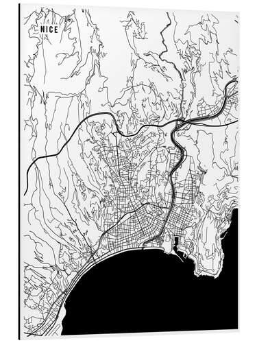 Aluminium print Nice France Map