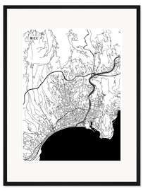 Gerahmter Kunstdruck Nizza Frankreich Karte