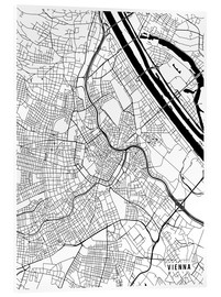 Akrylbilde  Vienna Austria Map - Main Street Maps