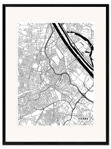 Inramat konsttryck Vienna Austria Map