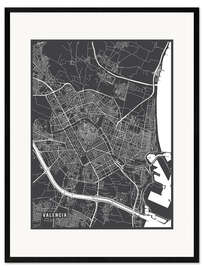 Framed art print Valencia Spain Map