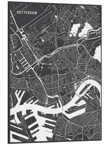 Quadro em alumínio Rotterdam Netherlands Map