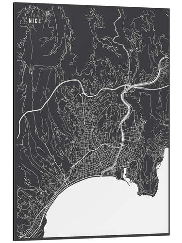 Aluminiumtavla Nice France Map