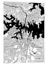 Acrylglasbild  Sydney Australien Karte - Main Street Maps
