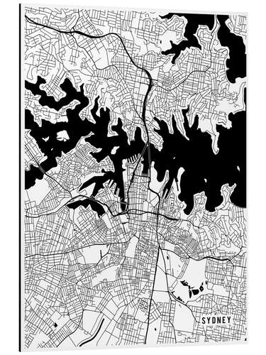 Aluminiumtavla Sydney Australia Map