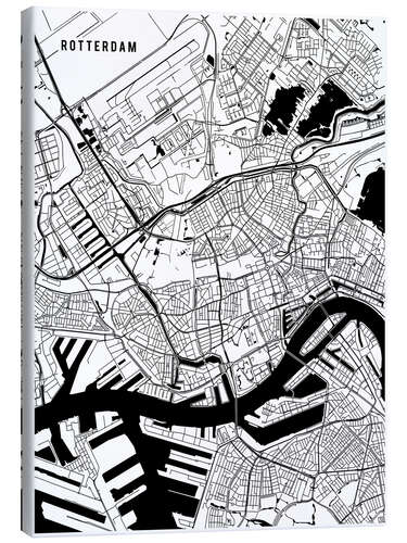 Leinwandbild Rotterdam Niederlande Karte