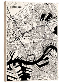 Wood print Rotterdam Netherlands Map