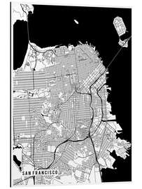 Tableau en aluminium San Francisco USA Map