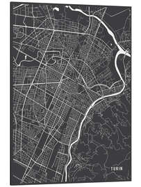 Tableau en aluminium Carte de Turin