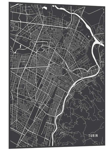 Foam board print Turin Italy Map