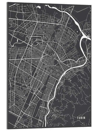 Quadro em plexi-alumínio Turin Italy Map