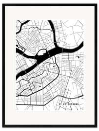 Innrammet kunsttrykk St Petersburg Russia Map