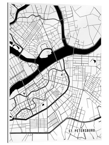 Cuadro de plexi-alu St Petersburg Russia Map