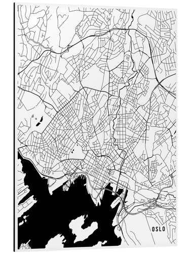 Aluminium print Oslo Norway Map