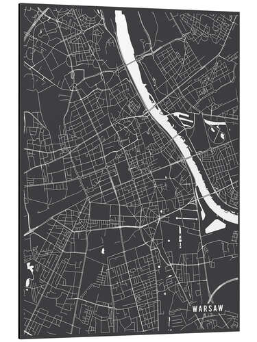 Quadro em alumínio Warsaw Poland Map