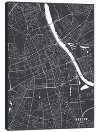 Stampa su tela Warsaw Poland Map