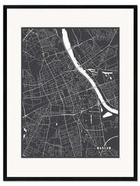 Kunsttryk i ramme Warsaw Poland Map