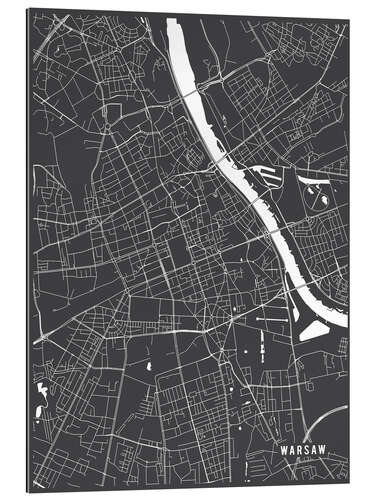 Quadro em plexi-alumínio Warsaw Poland Map